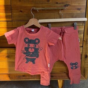Cute Bear Graphic T-Shirt and Pants Set